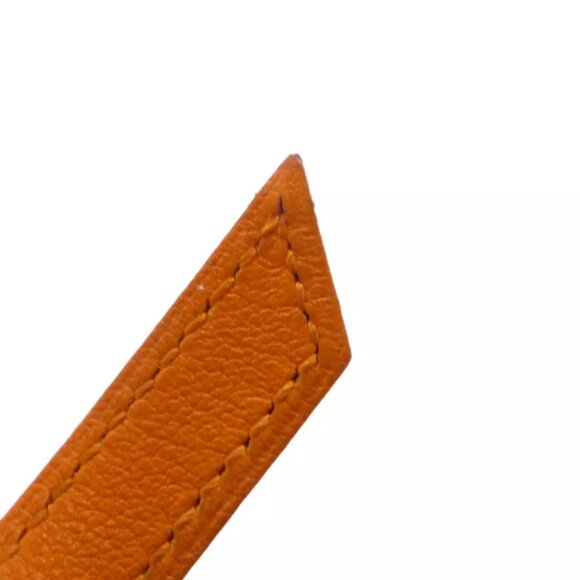 Auth HERMES Artemis Touareg Bracelet Bangle E in Square Orange Leather - Picture 9 of 12